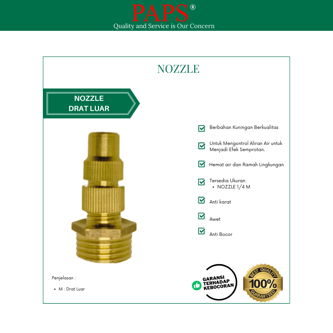 Sambungan Sock Nozzle Wallet Drat Luar 1/2inch PAPS
