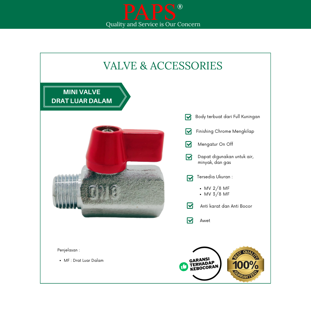 Mini Valve Plated Drat Luar Dalam PAPS