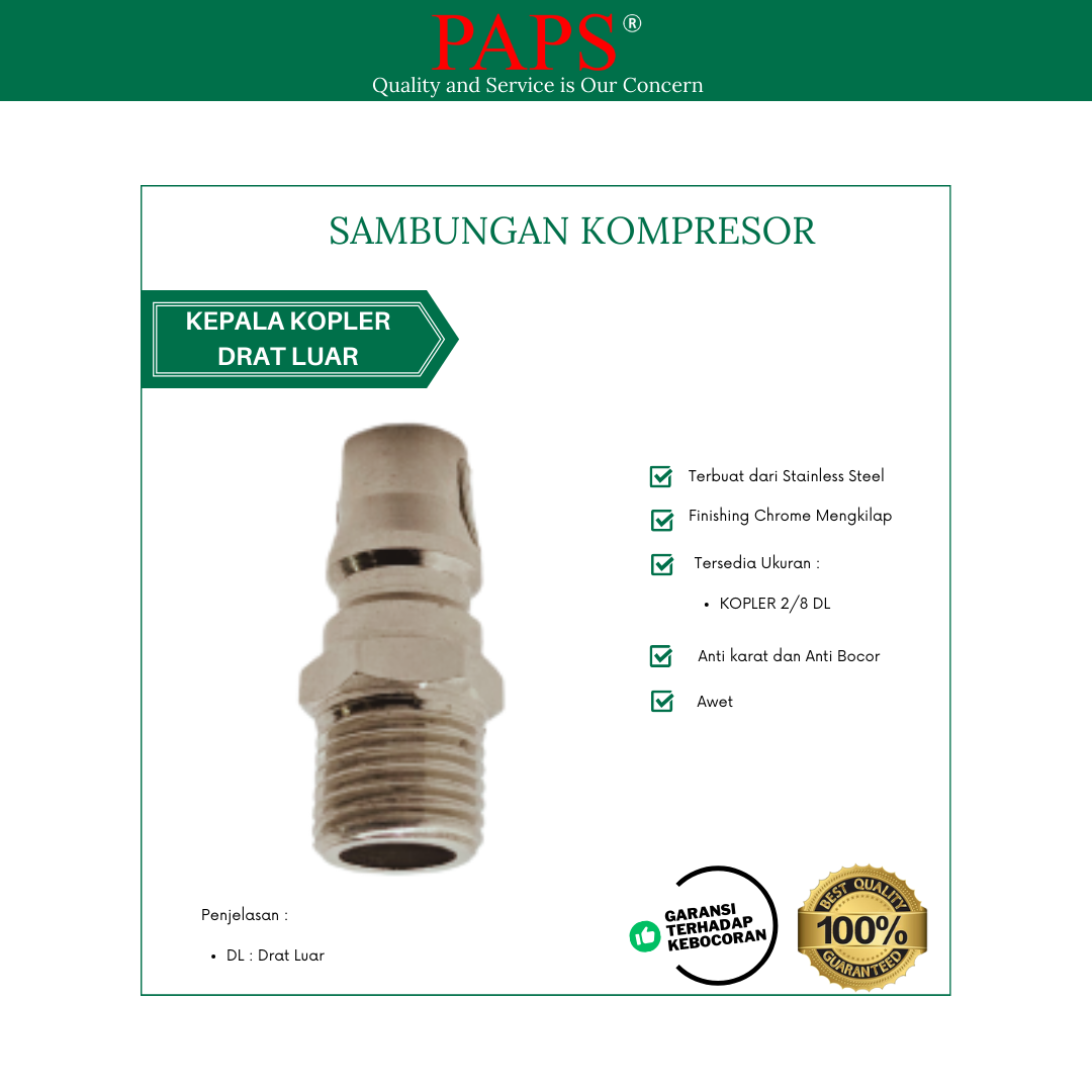 Sambungan Fitting Kopler Drat Luar 2/8 PAPS 